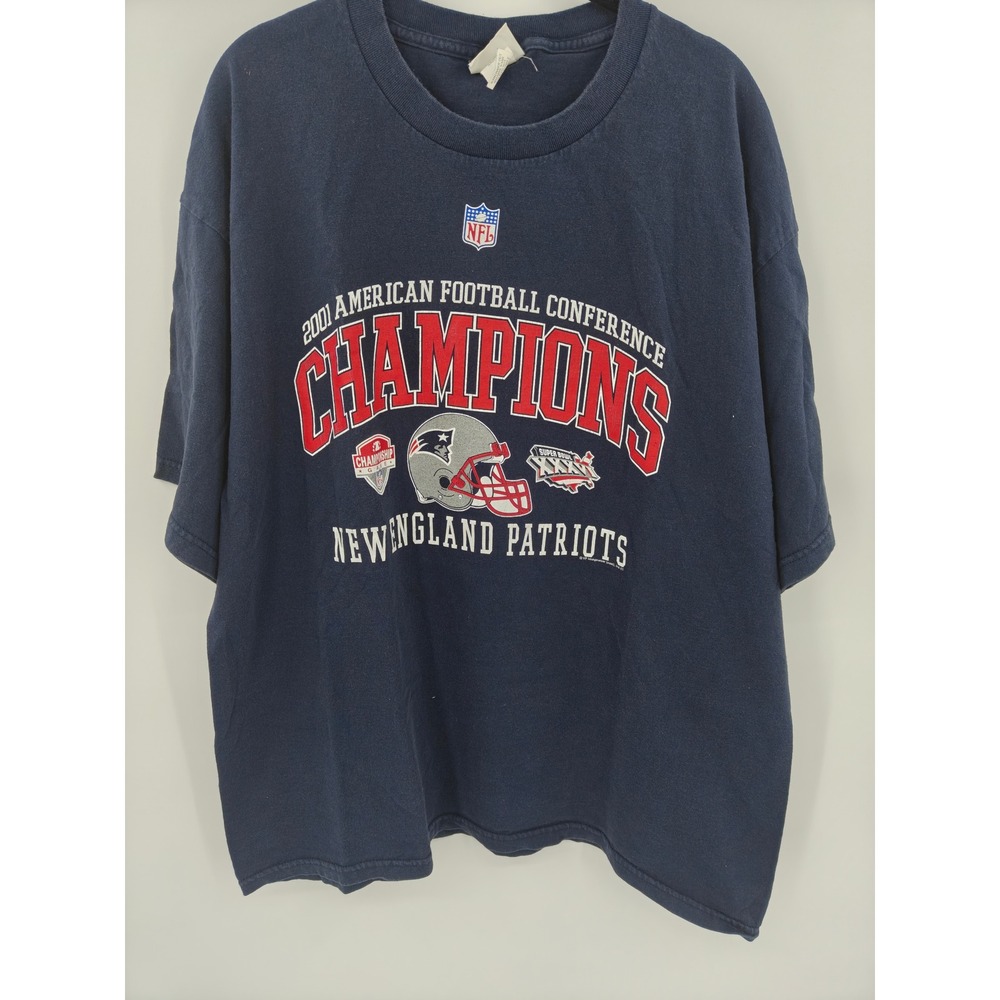 Vintage Lee Sport New England Patriots 2001 AFC Champions T-Shirt Navy XL
